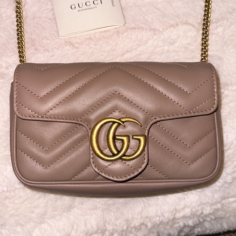 Authentic GG Marmont super mini quilted leather shoulder bag